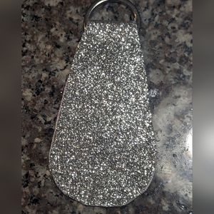 Silver sparkle keyring handmade